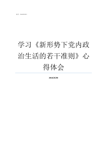 学习新形势下党内政治生活的若干准则心得体会