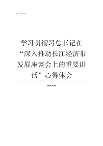 学习贯彻习总书记在深入推动长江经济带发展座谈会上的重要讲话心得体会