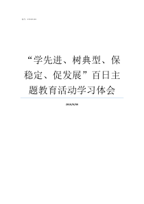 学先进树典型保稳定促发展百日主题教育活动学习体会树典型