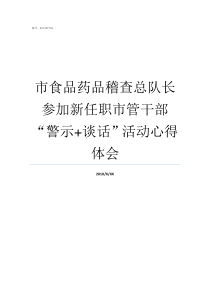 市食品药品稽查总队长参加新任职市管干部警示谈话活动心得体会稽查支队长