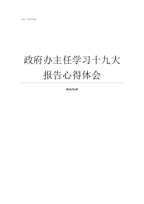 政府办主任学习十九大报告心得体会