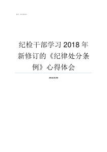 纪检干部学习2018年新修订的纪律处分条例心得体会