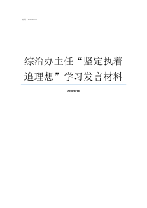 综治办主任坚定执着追理想学习发言材料乡镇综治办主任