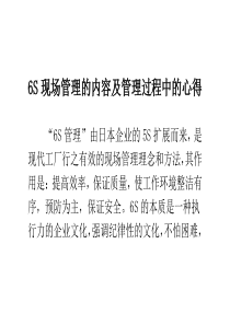 6S现场管理的内容及管理过程中的心得