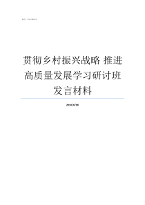 贯彻乡村振兴战略nbsp推进高质量发展学习研讨班发言材料关于贯彻乡村振兴战略的