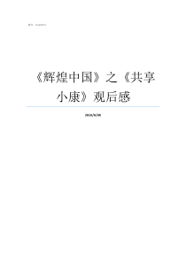 辉煌中国之共享小康观后感辉煌中国共享小康观后感1000字