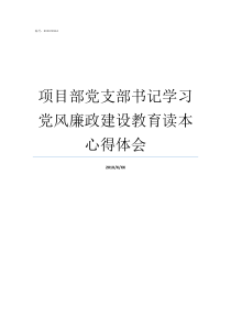 项目部党支部书记学习党风廉政建设教育读本心得体会