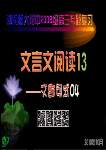 【湖南师大内部资料】高三语文复习课件：文言句式・凝固短语