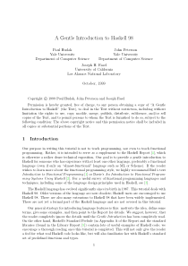 A gentle introduction to Haskell 98