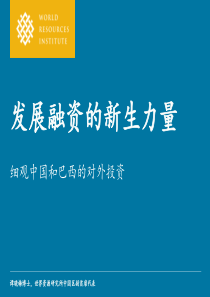 发展融资的新生力量 细观中国和巴西的对外投资