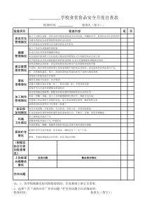 学校食堂食品安全季度检查表