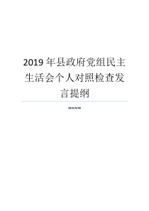 2019年县政府党组民主生活会个人对照检查发言提纲