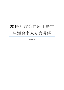 2019年度公司班子民主生活会个人发言提纲