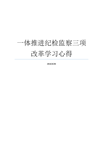 一体推进纪检监察三项改革学习心得纪检监察组一体推进三项改革