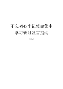 不忘初心牢记使命集中学习研讨发言提纲