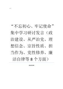 不忘初心牢记使命集中学习研讨发言政治建设从严治党理想信念宗旨性质担当作为党性修养廉洁自律等8个方面不