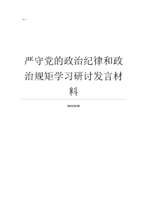 严守党的政治纪律和政治规矩学习研讨发言材料