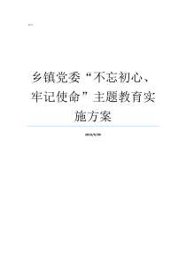 乡镇党委不忘初心牢记使命主题教育实施方案不忘初心方得始终