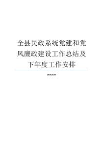 全县民政系统党建和党风廉政建设工作总结及下年度工作安排党建和党风廉洁建设工作报告