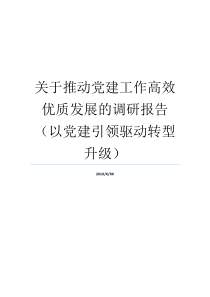 关于推动党建工作高效优质发展的调研报告以党建引领驱动转型升级党建工作情况调研报告