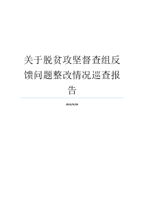 关于脱贫攻坚督查组反馈问题整改情况巡查报告巡查整改情况报告脱贫攻坚工作督查组