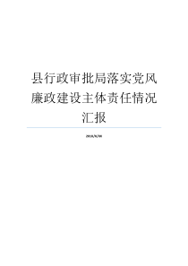 县行政审批局落实党风廉政建设主体责任情况汇报落实党风建设责任制度