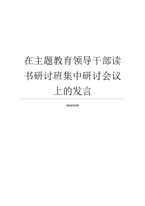 在主题教育领导干部读书研讨班集中研讨会议上的发言省市党政主要领导干部研讨班讲话