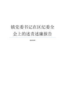 镇党委书记在区纪委全会上的述责述廉报告纪检委员监督同级党委镇党委书记一般升什么