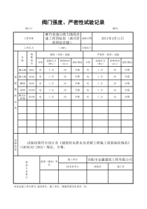 阀门强度、严密性试验记录