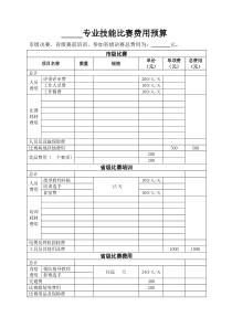 专业技能比赛费用预算