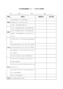 课堂观察量表——学生学习的维度