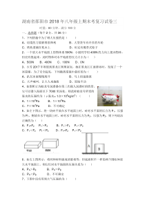 湖南省邵阳市2018年八年级物理下册复习试卷三含答案