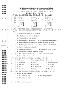 苏教版小学英语毕业考试试卷