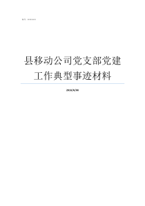 县移动公司党支部党建工作典型事迹材料党支部事迹材料