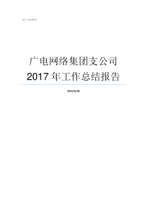 广电网络集团支公司2017年工作总结报告