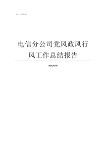 电信分公司党风政风行风工作总结报告党风政风室