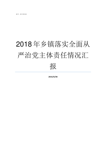 2018年乡镇落实全面从严治党主体责任情况汇报