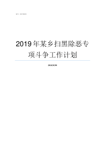 2019年某乡扫黑除恶专项斗争工作计划扫黑除恶2019重点整治