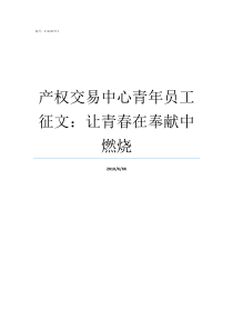 产权交易中心青年员工征文让青春在奉献中燃烧