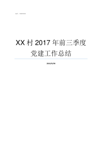 XX村2017年前三季度党建工作总结