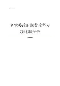 乡党委政府脱贫攻坚专项述职报告政府如何促进精准脱贫