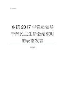 乡镇2017年党员领导干部民主生活会结束时的表态发言截止2017年底党员人数