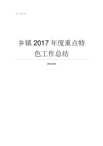 乡镇2017年度重点特色工作总结2017河南乡镇排名