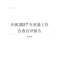 乡镇2017年质量工作自查自评报告