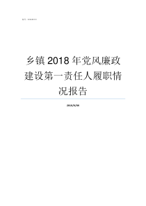 乡镇2018年党风廉政建设第一责任人履职情况报告