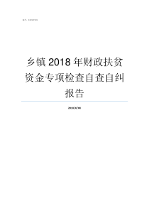 乡镇2018年财政扶贫资金专项检查自查自纠报告