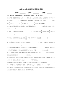 苏教版六年级下册数学期末试卷