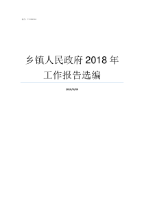 乡镇人民政府2018年工作报告选编乡镇补贴2019