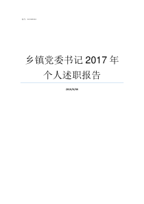 乡镇党委书记2017年个人述职报告