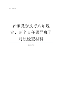 乡镇党委执行八项规定两个责任领导班子对照检查材料八项规定何时开始执行